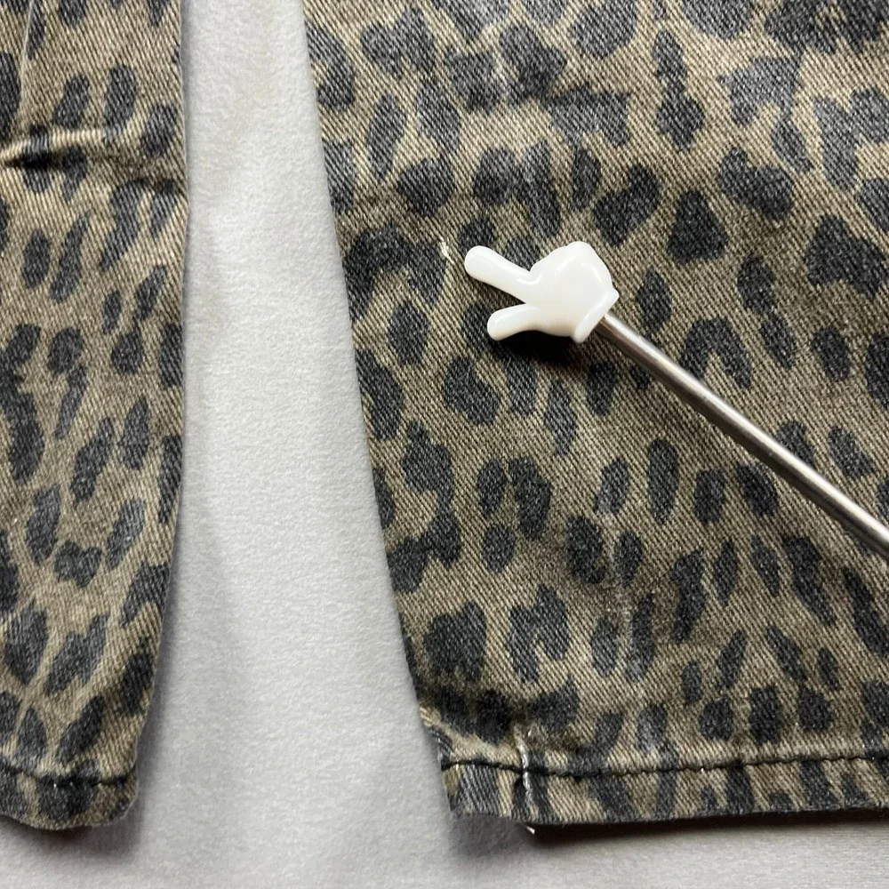 Soho Blue Jeans Womens 14 Beige Black Leopard Print Denim Mid Rise Wide Leg